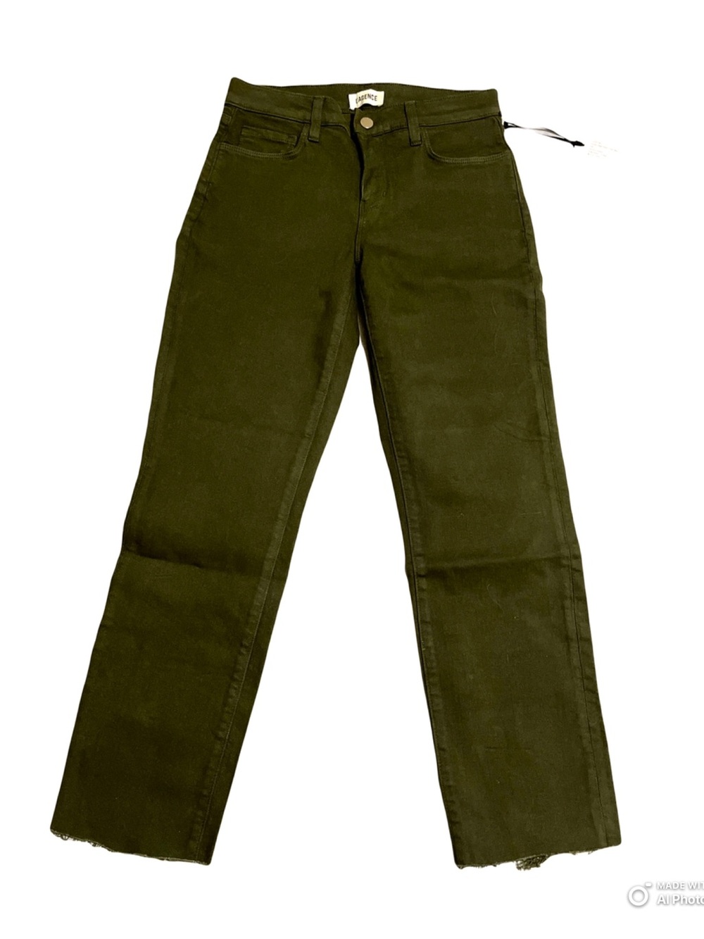 L'AGENCE NWT Sada High Rise Crop Slim Jeans Army Green Denim Size 25 Fits 26 - Picture 3 of 10